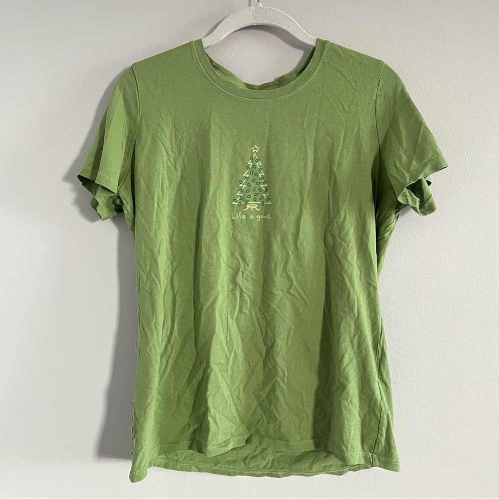 Life is Good Christmas Tree Shirt Top - Picture 1 of 3
